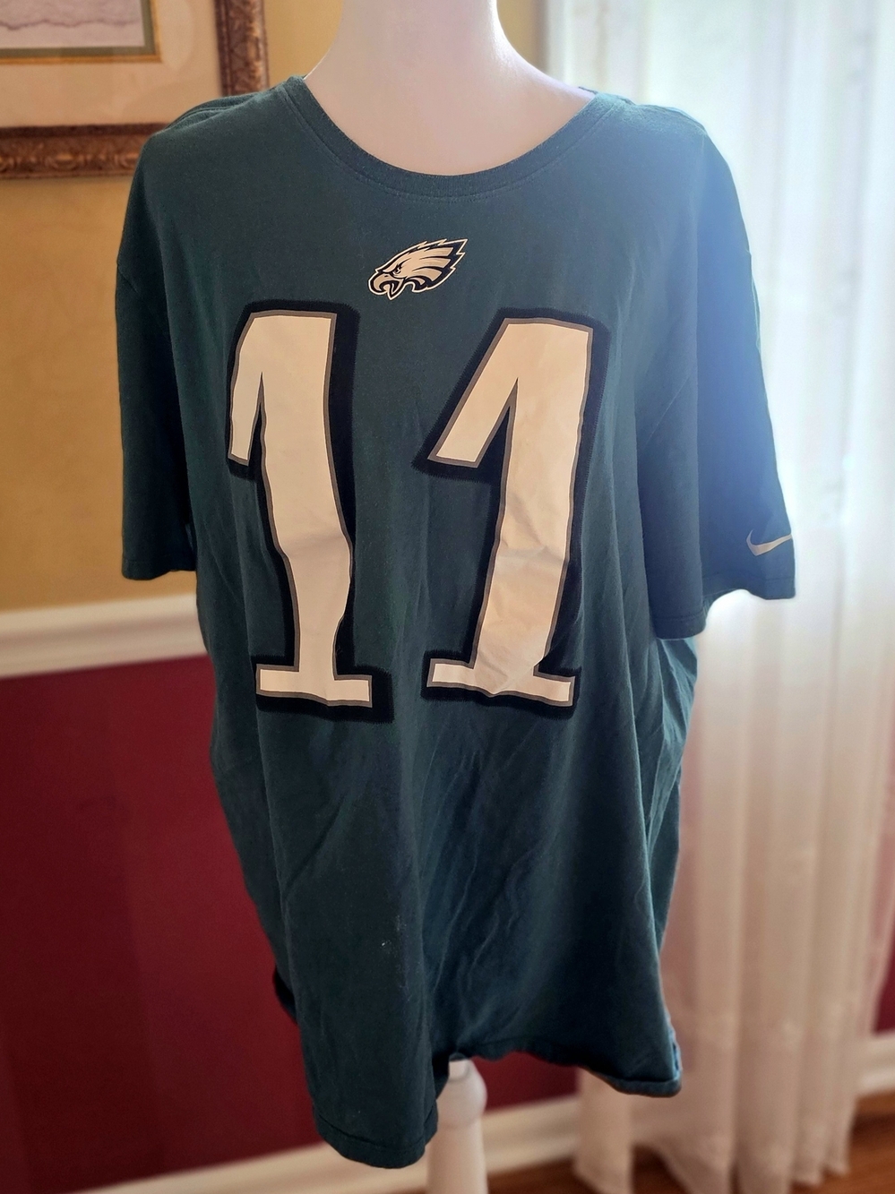 Nike Philadelphia Eagles #11 Carson Wentz Teal Short-Sleeve Men’s Shirt -Size XL